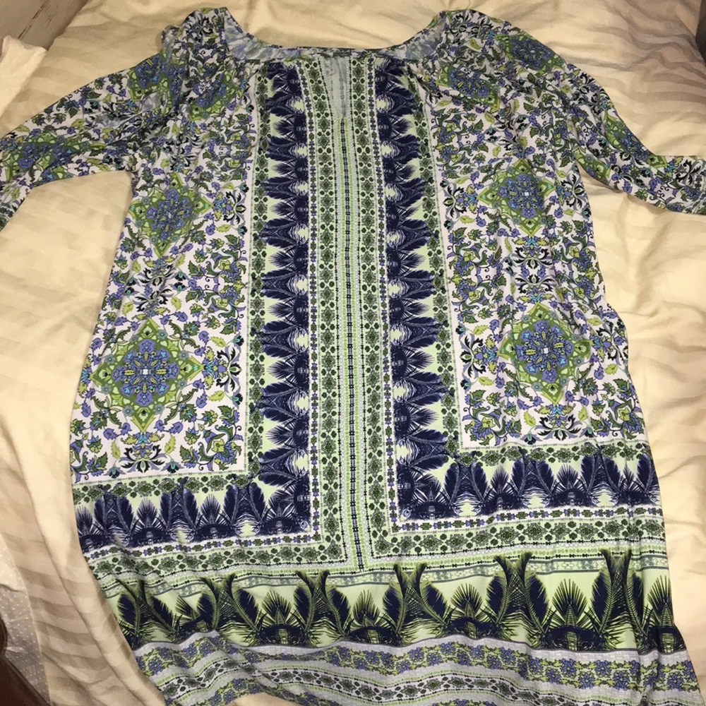 London Times 18W plus dress paisley green  EUC